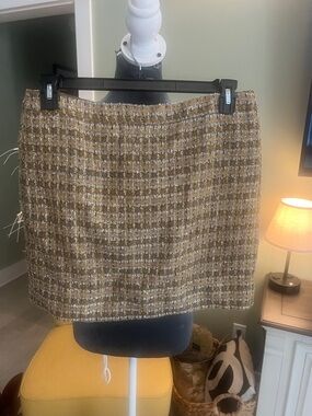 J. Crew Gold and Brown Tweed Mini Skirt